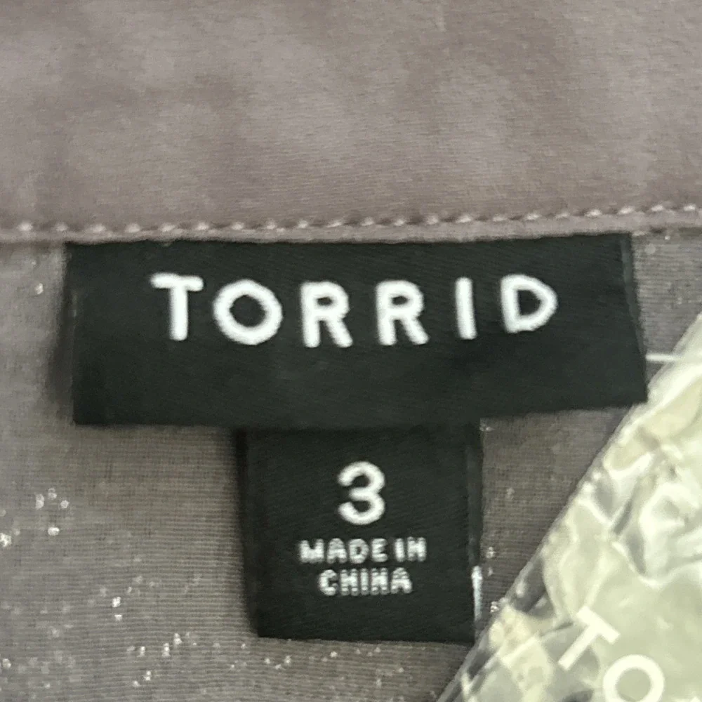 Torrid Gray Madison Sequin Long Sleeve Button Up Shirt Women's Size 3X 22-24 NWT